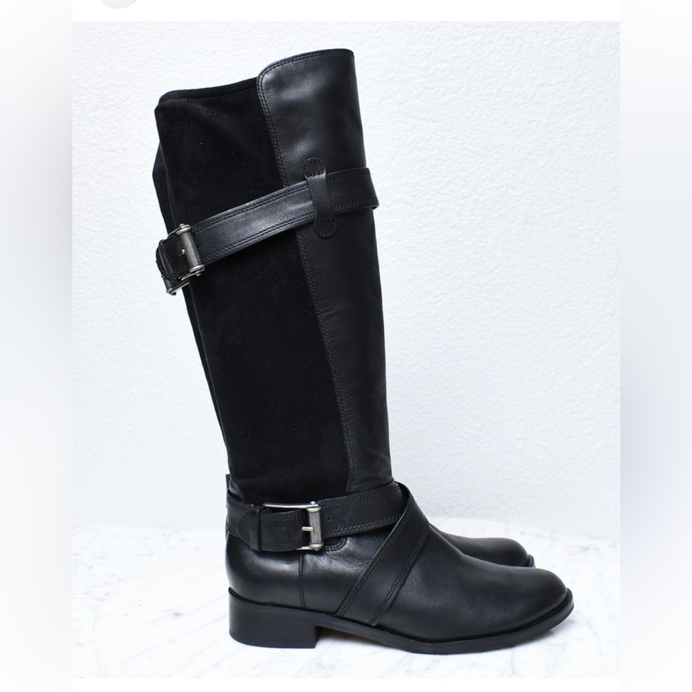 Cole Haan Nike Air Whitley Black Leather Suede Riding Boots Size 8B